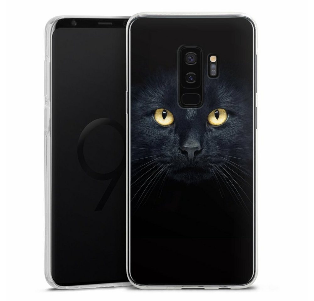 DeinDesign Handyhülle Katze Auge schwarz Tom Cat, Samsung Galaxy S9 Plus Duos Silikon Hülle Bumper Case Smartphone Cover von DeinDesign