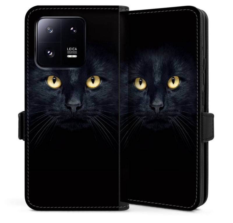 DeinDesign Handyhülle Katze Auge schwarz Tom Cat, Xiaomi 13 Pro Hülle Handy Flip Case Wallet Cover Handytasche Leder von DeinDesign