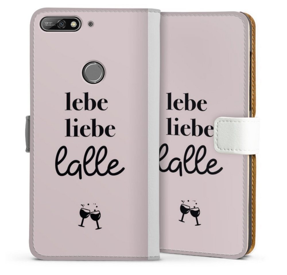 DeinDesign Handyhülle Lebe liebe lalle, Huawei Y7 (2018) Hülle Handy Flip Case Wallet Cover Handytasche Leder von DeinDesign