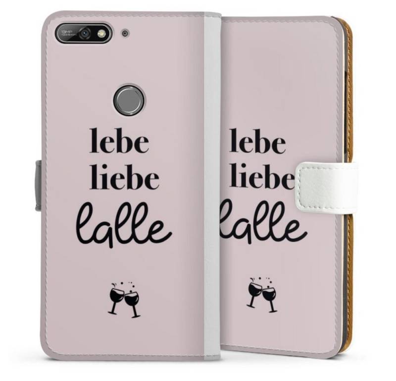 DeinDesign Handyhülle Lebe liebe lalle, Huawei Y7 (2018) Hülle Handy Flip Case Wallet Cover Handytasche Leder von DeinDesign