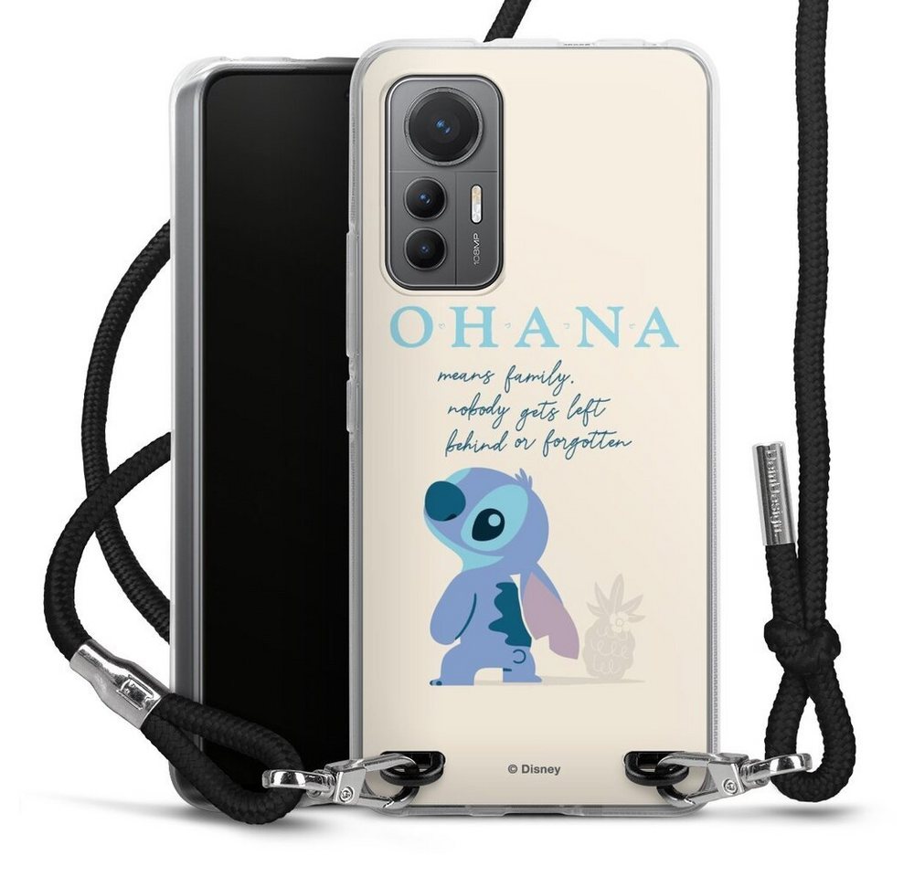 DeinDesign Handyhülle Lilo & Stitch Offizielles Lizenzprodukt Disney Ohana Stitch, Xiaomi 12 Lite 5G Handykette Hülle mit Band Case zum Umhängen von DeinDesign