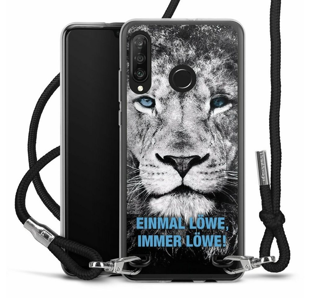 DeinDesign Handyhülle Löwe Offizielles Lizenzprodukt TSV 1860 Lion ELIL, Huawei P30 Lite New Edition Handykette Hülle mit Band Cover mit Kette von DeinDesign
