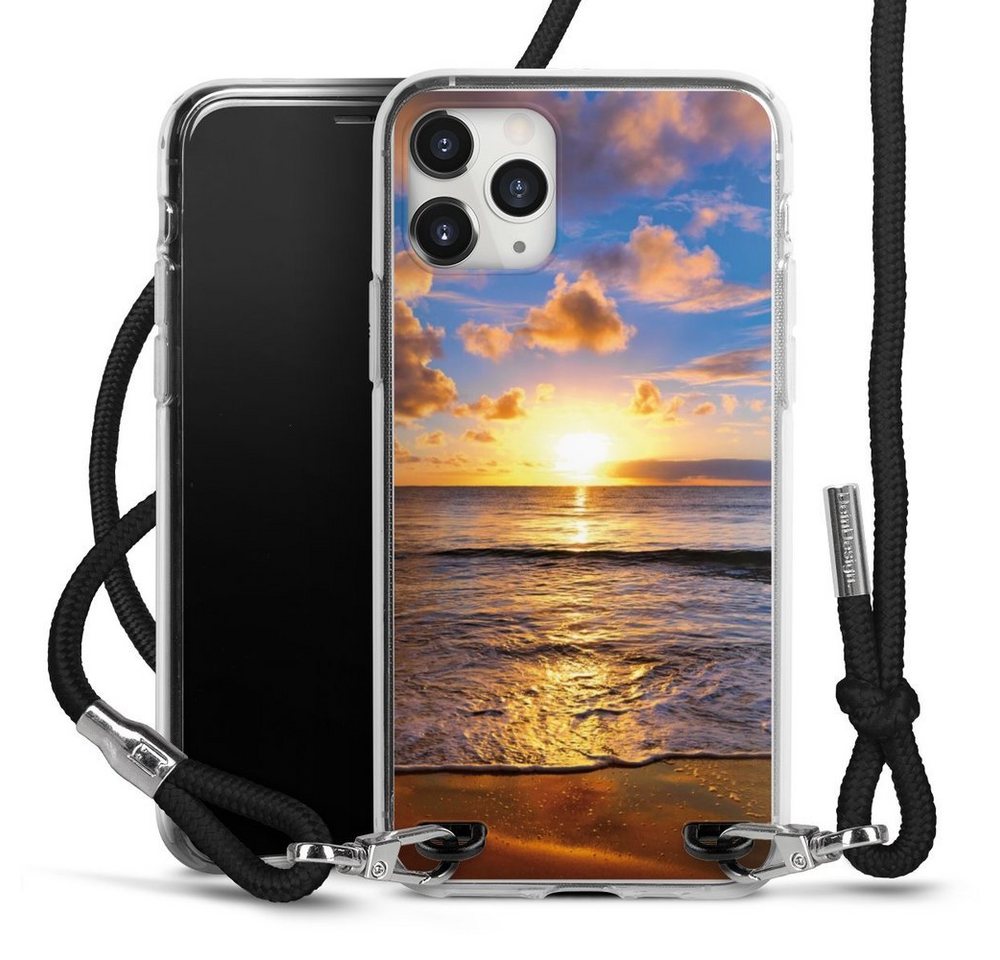 DeinDesign Handyhülle Meer Sonnenuntergang Strand Strand, Apple iPhone 11 Pro Max Handykette Hülle mit Band Case zum Umhängen von DeinDesign