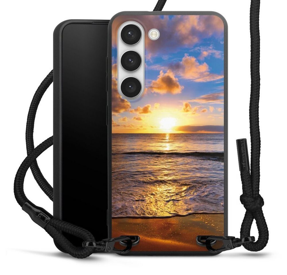 DeinDesign Handyhülle Meer Sonnenuntergang Strand Strand, Samsung Galaxy S23 Premium Handykette Hülle mit Band Case zum Umhängen von DeinDesign