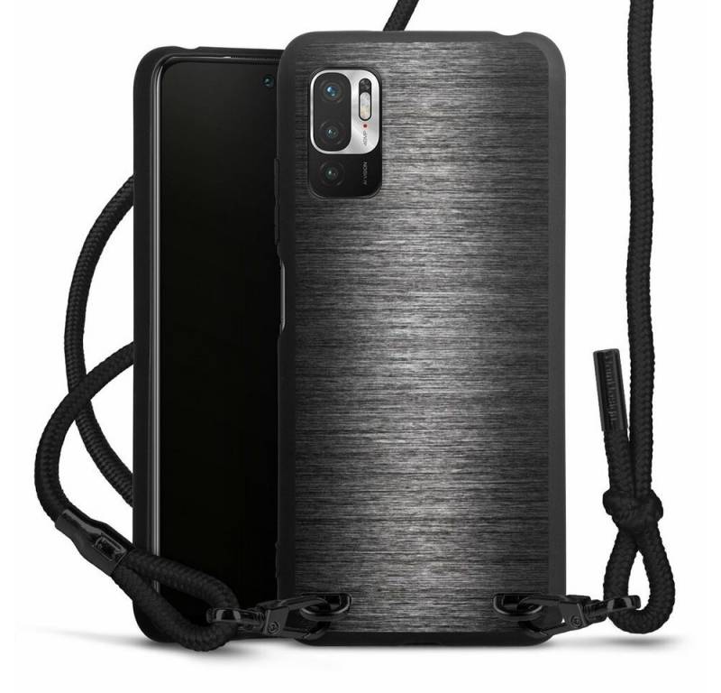 DeinDesign Handyhülle Metallic Look Metal Anthrazit Metal Look - Anthrazit, Xiaomi Redmi Note 10 5G Premium Handykette Hülle mit Band von DeinDesign