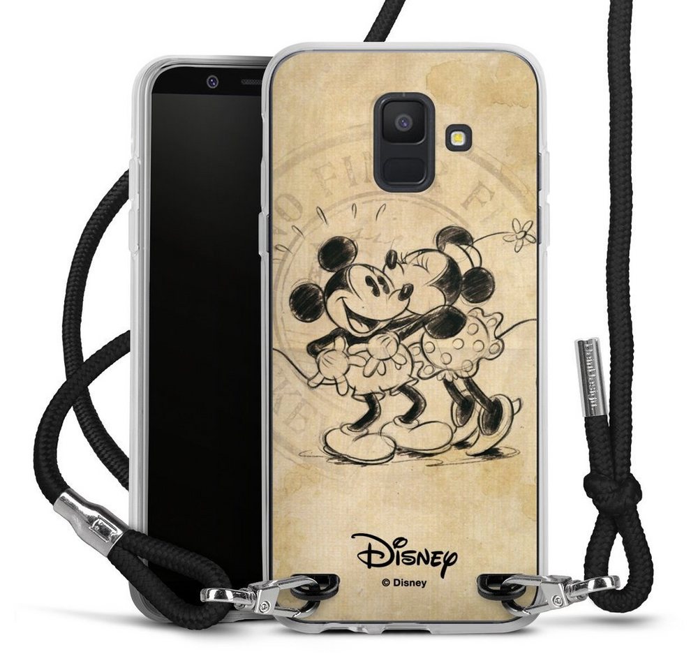 DeinDesign Handyhülle Mickey Mouse Minnie Mouse Vintage Minnie&Mickey, Samsung Galaxy A6 (2018) Handykette Hülle mit Band Case zum Umhängen von DeinDesign