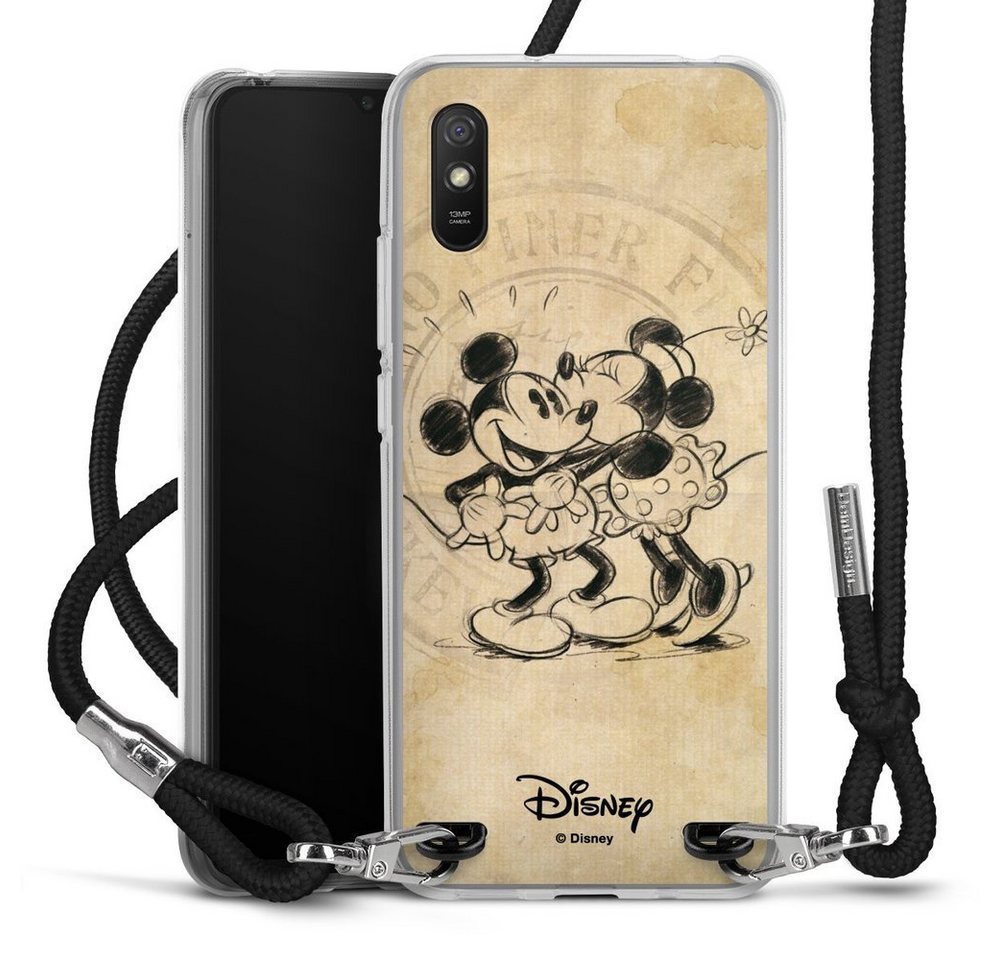 DeinDesign Handyhülle Mickey Mouse Minnie Mouse Vintage Minnie&Mickey, Xiaomi Redmi 9A Handykette Hülle mit Band Case zum Umhängen von DeinDesign