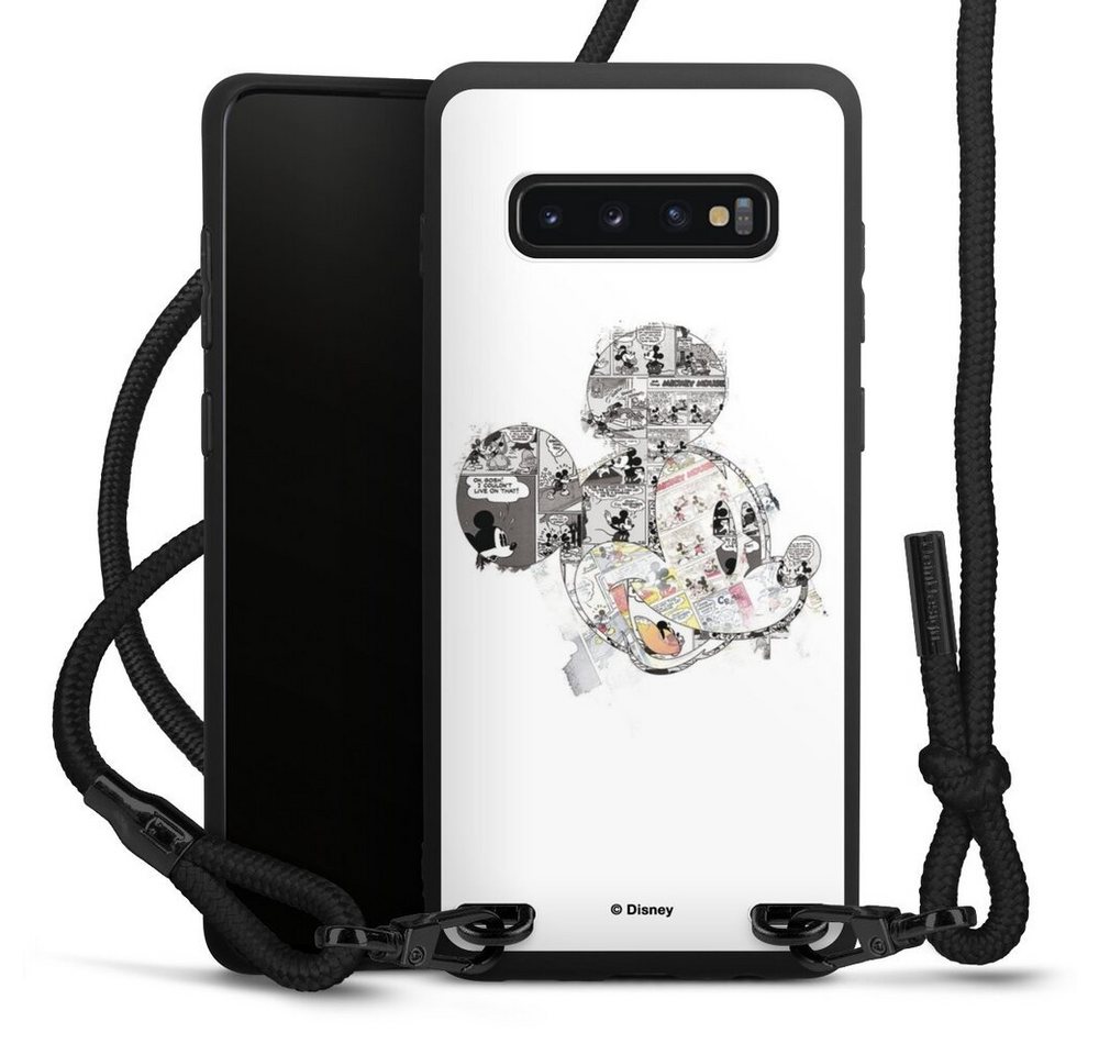 DeinDesign Handyhülle Mickey Mouse Offizielles Lizenzprodukt Disney Mickey Mouse - Collage, Samsung Galaxy S10 Plus Premium Handykette Hülle mit Band von DeinDesign