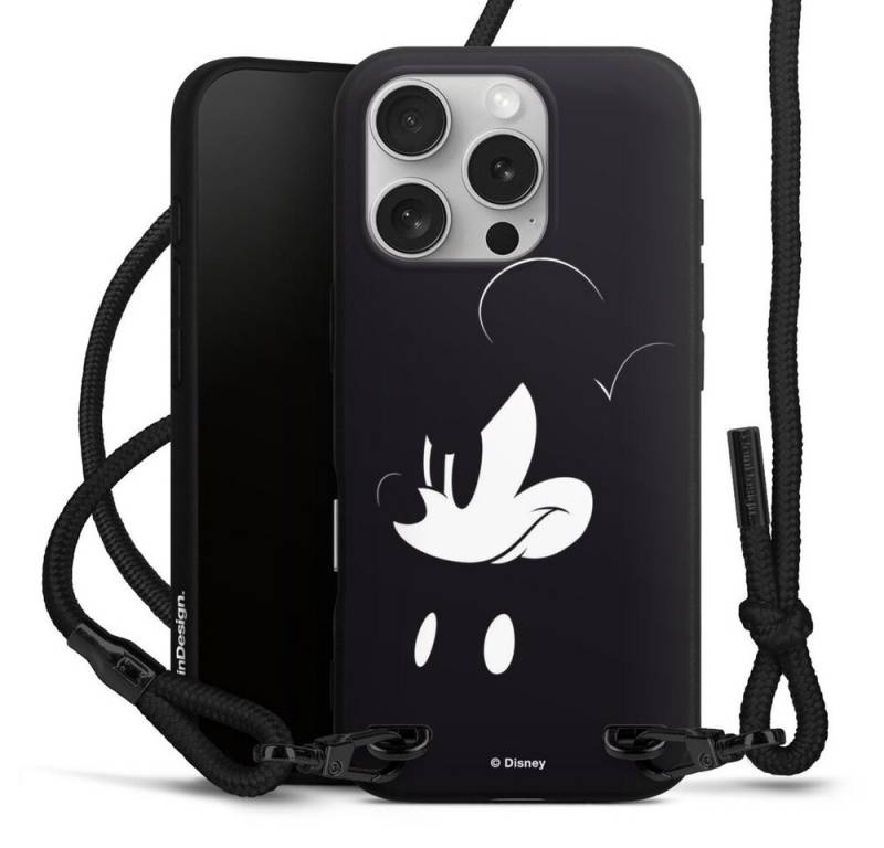 DeinDesign Handyhülle Mickey Mouse Offizielles Lizenzprodukt Disney Mickey Mouse - Mad, Apple iPhone 16 Pro Premium Handykette Hülle mit Band Cover mit Kette von DeinDesign