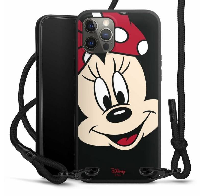 DeinDesign Handyhülle Minnie Mouse Disney Offizielles Lizenzprodukt Minnie All Over, Apple iPhone 12 Pro Max Premium Handykette Hülle mit Band von DeinDesign
