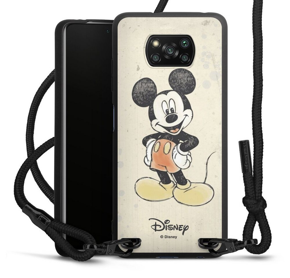 DeinDesign Handyhülle Offizielles Lizenzprodukt Mickey & Minnie Mouse Wasserfarbe, Xiaomi Poco X3 Pro Premium Handykette Hülle mit Band Case zum Umhängen von DeinDesign