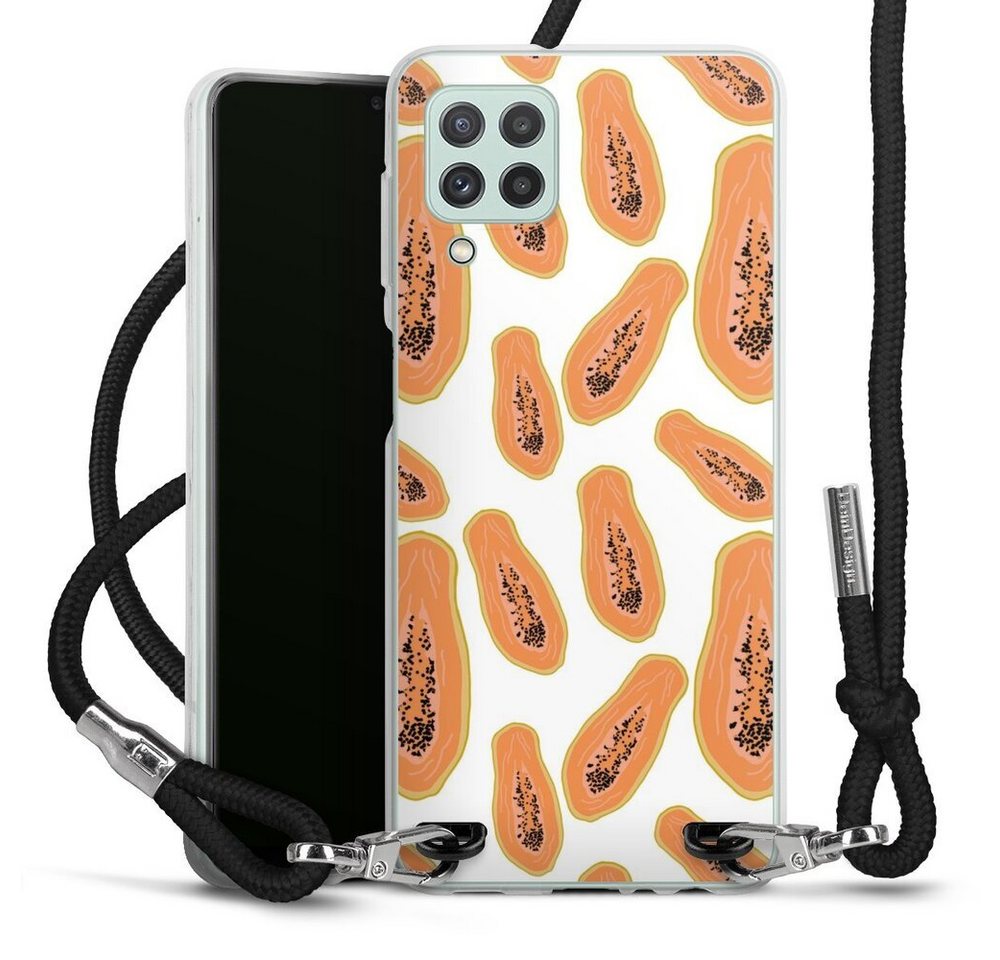 DeinDesign Handyhülle Papaya, Samsung Galaxy A22 4G Handykette Hülle mit Band Case zum Umhängen von DeinDesign