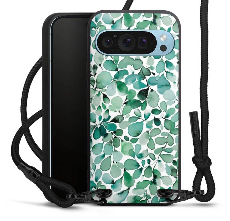 DeinDesign Handyhülle Pastell Wasserfarbe Blätter Watercolor Pattern Leaffy Leaves, Google Pixel 9 Premium Handykette Hülle mit Band Case zum Umhängen von DeinDesign