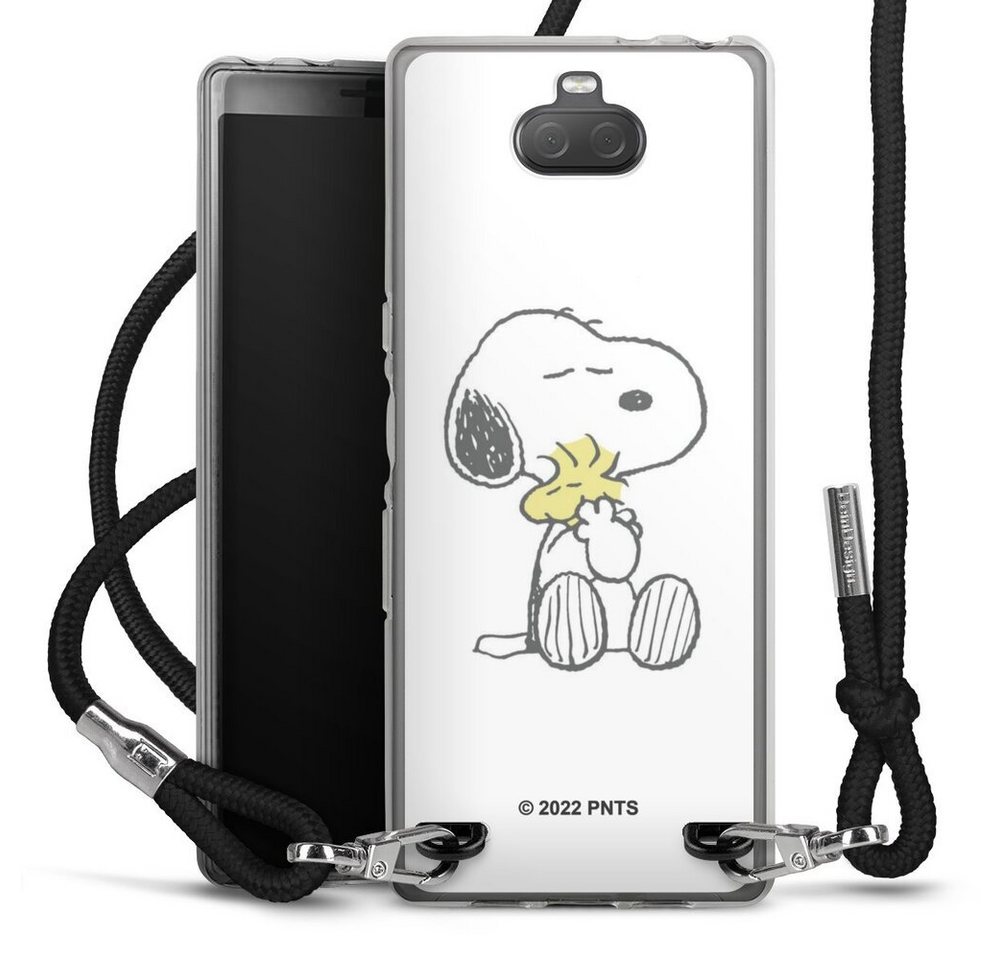 DeinDesign Handyhülle Peanuts Snoopy Liebe Snoopy And Woodstock Cuddling, Sony Xperia 10 Handykette Hülle mit Band Case zum Umhängen von DeinDesign