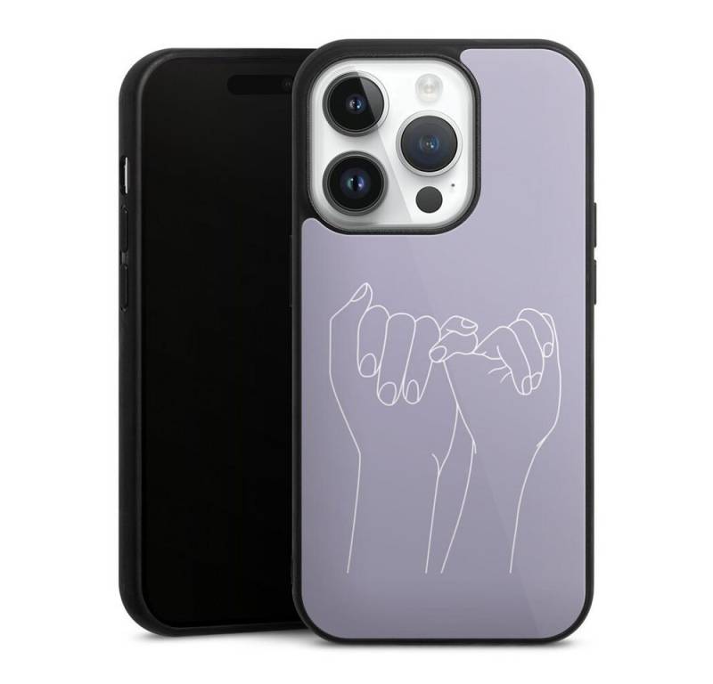 DeinDesign Handyhülle Pinky Promise Line Art, Apple iPhone 14 Pro Gallery Case Glas Hülle von DeinDesign