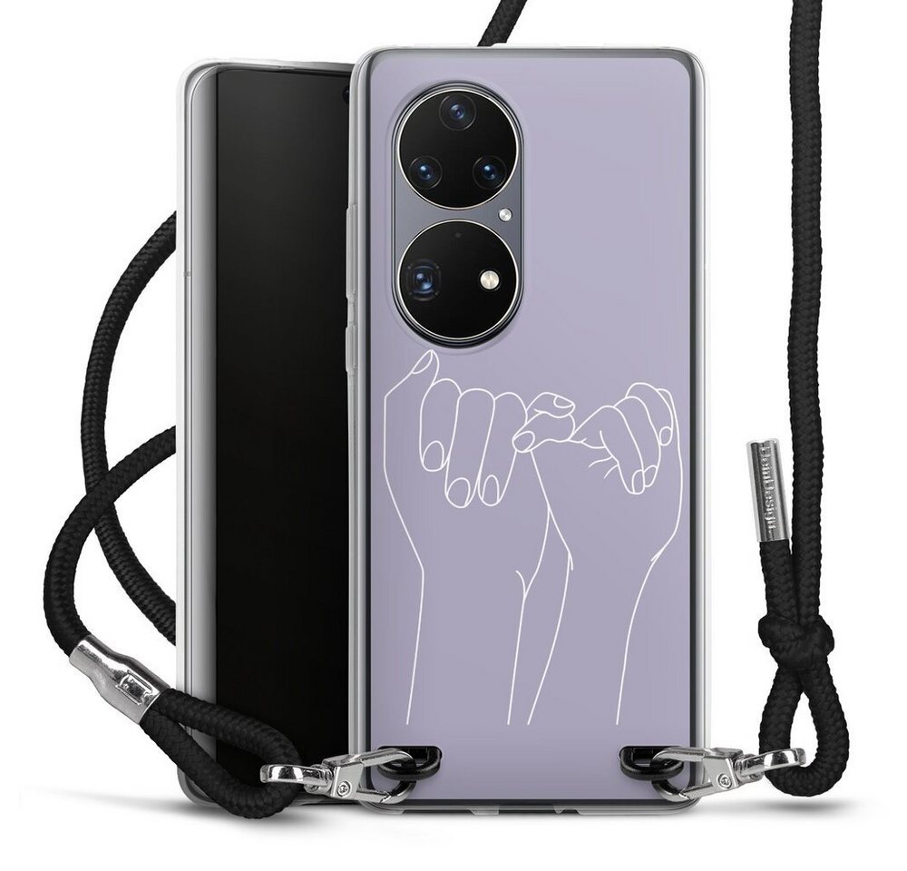 DeinDesign Handyhülle Pinky Promise Line Art, Huawei P50 Pro Handykette Hülle mit Band Case zum Umhängen von DeinDesign