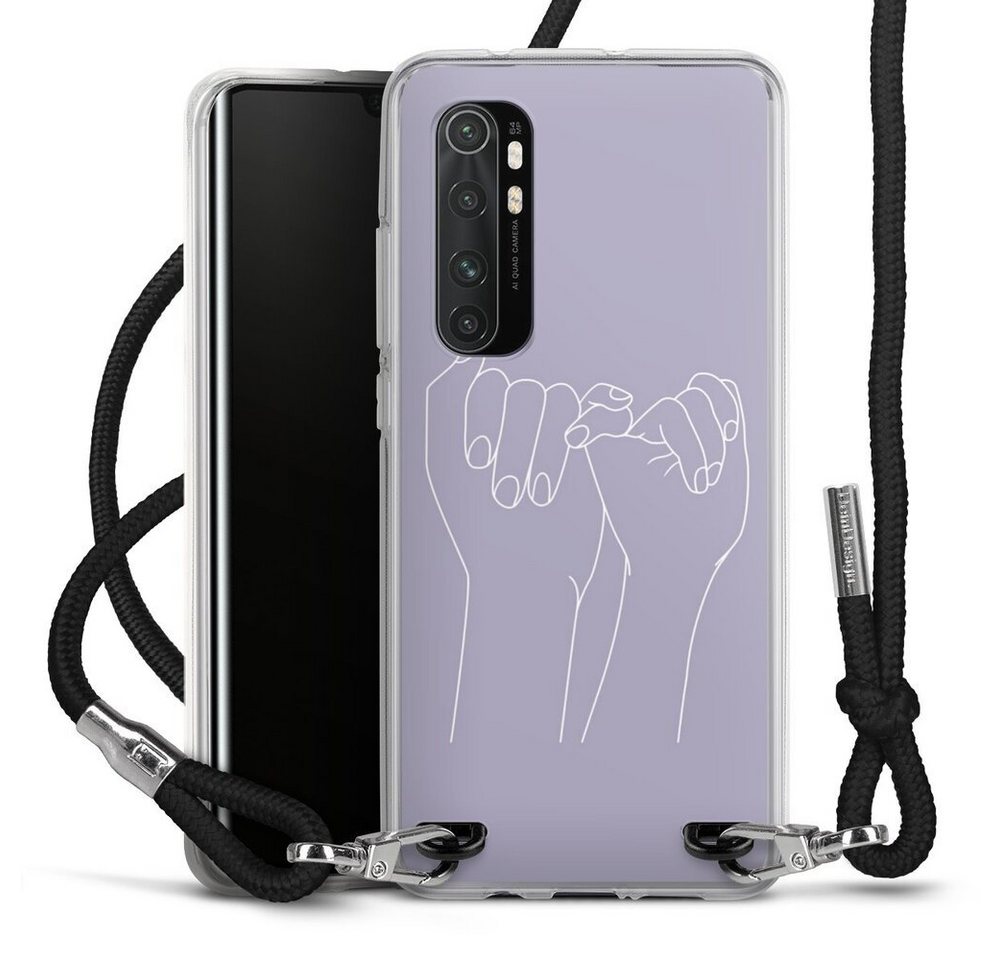 DeinDesign Handyhülle Pinky Promise Line Art, Xiaomi Mi Note 10 lite Handykette Hülle mit Band Case zum Umhängen von DeinDesign