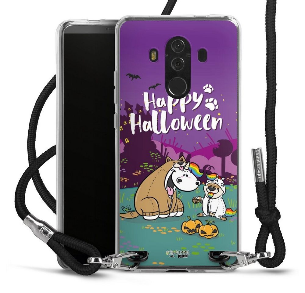 DeinDesign Handyhülle Pummeleinhorn Bisu Happy Halloween, Huawei Mate 10 Pro Handykette Hülle mit Band Case zum Umhängen von DeinDesign