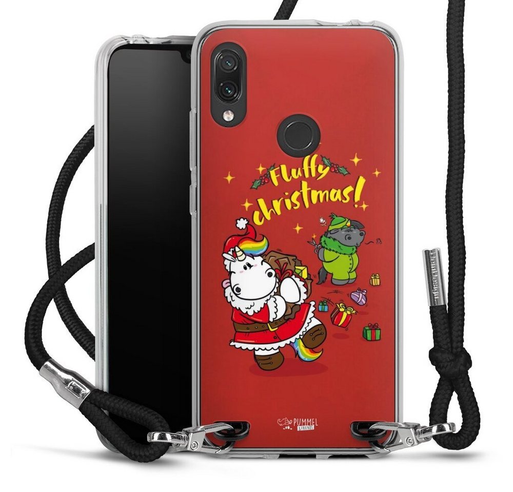 DeinDesign Handyhülle Pummeleinhorn Fluffy Christmas Red, Xiaomi Redmi Note 7 Handykette Hülle mit Band Case zum Umhängen von DeinDesign