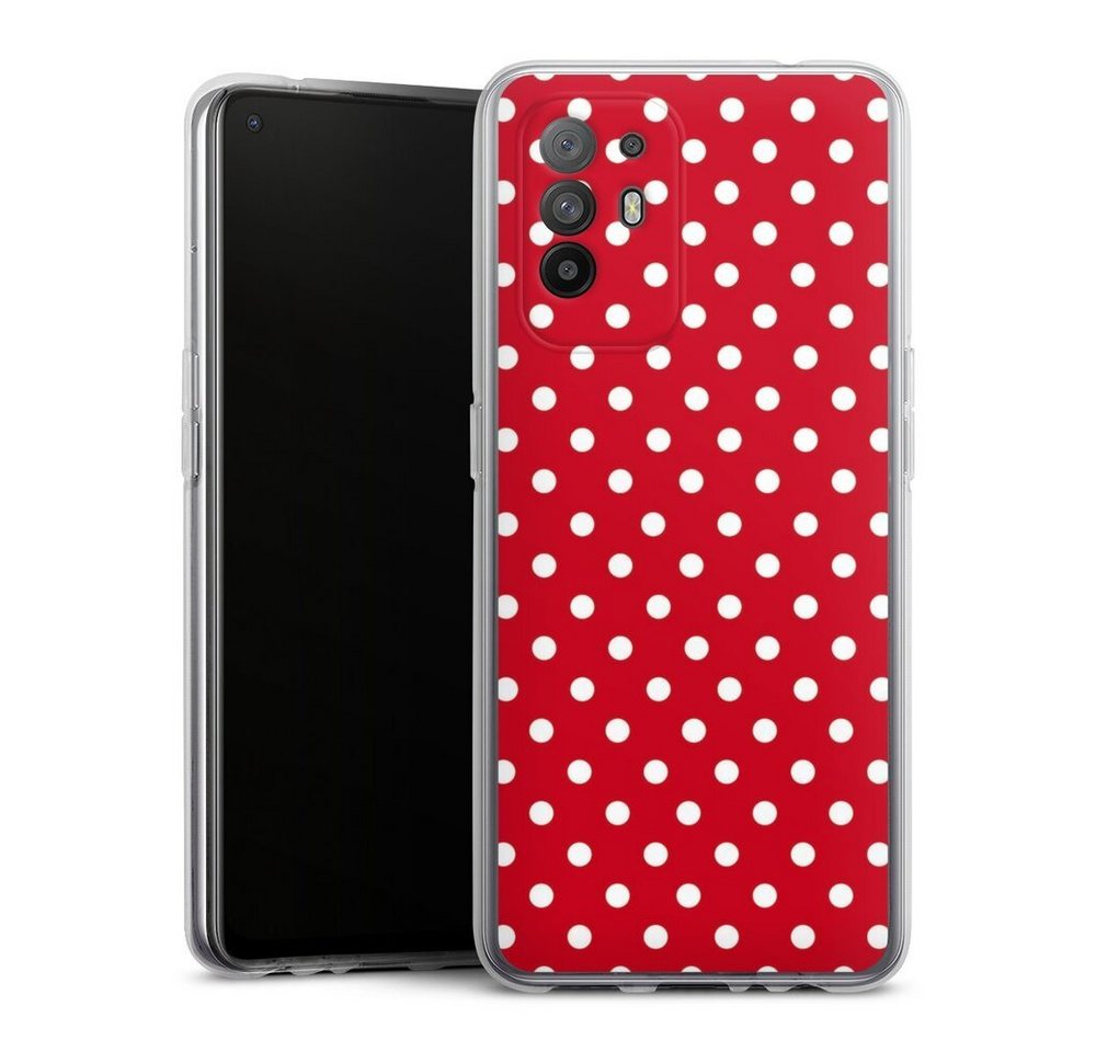DeinDesign Handyhülle Punkte Retro Polka Dots Polka Dots - dunkelrot und weiß, Oppo A94 5G Silikon Hülle Bumper Case Handy Schutzhülle von DeinDesign
