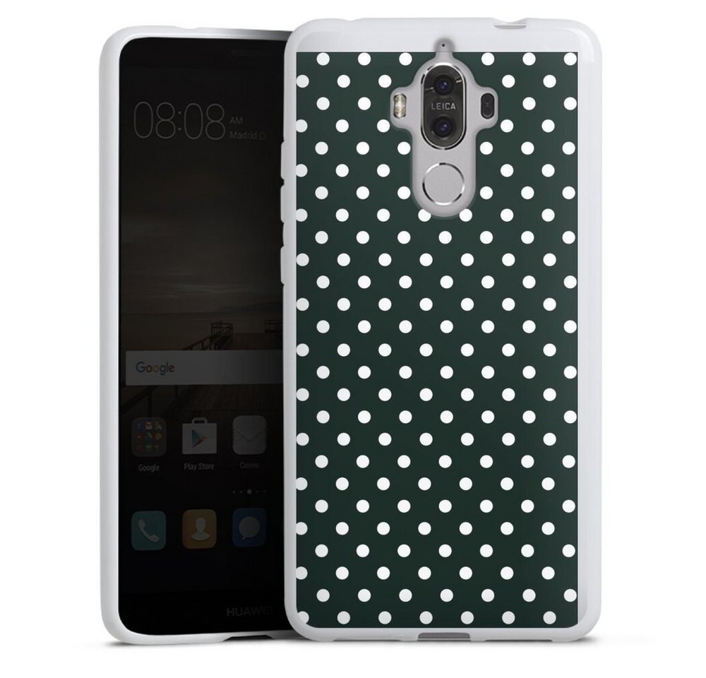 DeinDesign Handyhülle Punkte Retro Polka Dots Polka Dots - schwarz und weiß, Huawei Mate 9 Silikon Hülle Bumper Case Handy Schutzhülle von DeinDesign