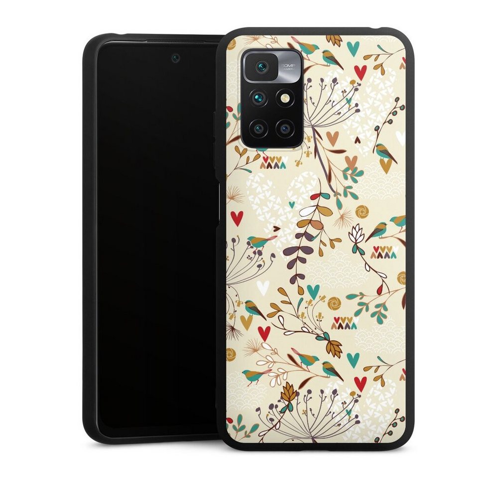 DeinDesign Handyhülle Retro Vogel Blumen Floral Wilderness, Xiaomi Redmi 10 Silikon Hülle Premium Case Handy Schutzhülle von DeinDesign