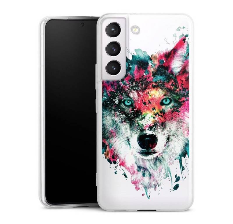 DeinDesign Handyhülle Riza Peker Wolf bunt Wolve ohne Hintergrund, Samsung Galaxy S22 Slim Case Silikon Hülle Ultra Dünn Schutzhülle von DeinDesign