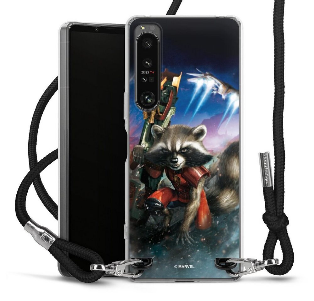 DeinDesign Handyhülle Rocket & Baby Groot Guardians Of The Galaxy, Sony Xperia 1 IV Handykette Hülle mit Band Case zum Umhängen von DeinDesign
