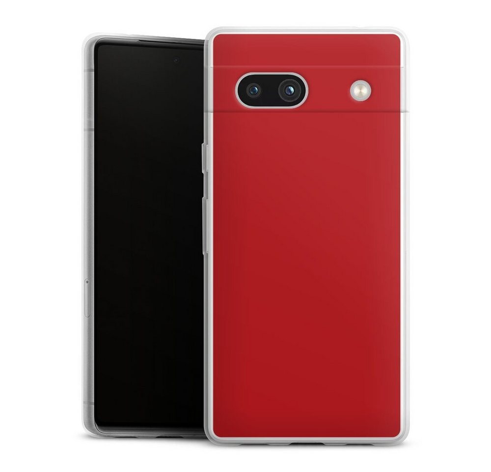 DeinDesign Handyhülle Rot einfarbig Farbe Karminrot, Google Pixel 7a Slim Case Silikon Hülle Ultra Dünn Schutzhülle von DeinDesign