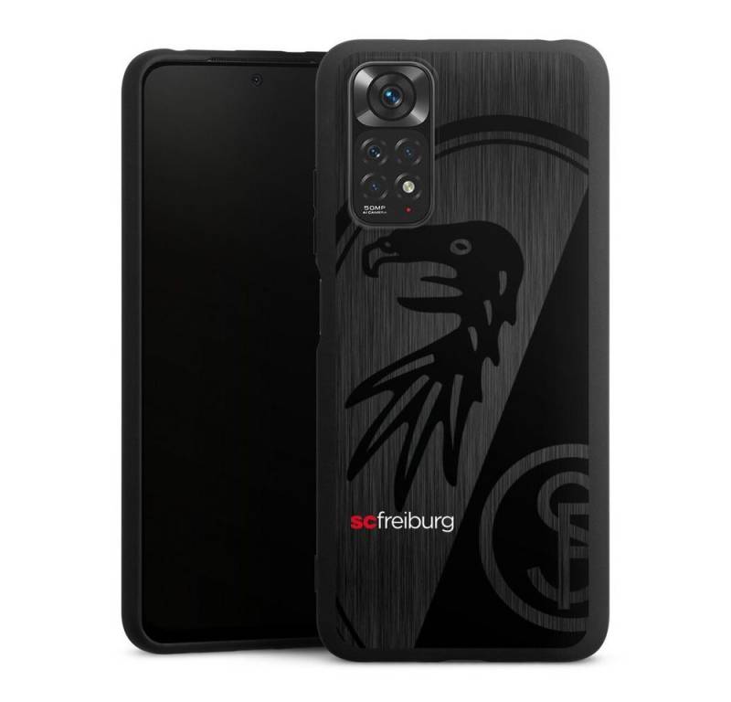 DeinDesign Handyhülle SC Freiburg Offizielles Lizenzprodukt Metallic Look, Xiaomi Redmi Note 11 4G Silikon Hülle Premium Case Handy Schutzhülle von DeinDesign