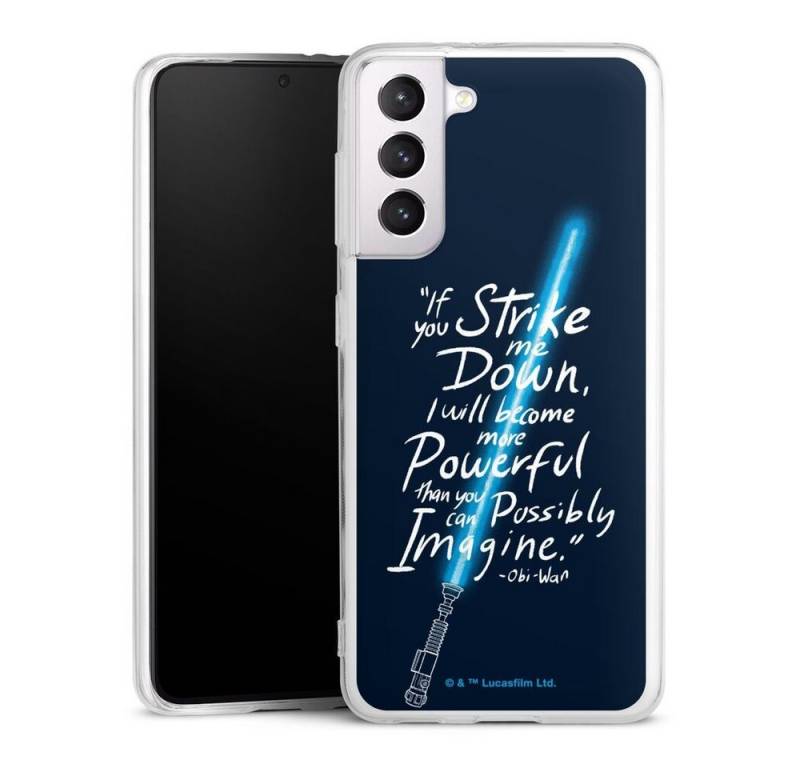 DeinDesign Handyhülle Star Wars Obi-Wan Kenobi Lichtschwert Obi Wan Quote, Samsung Galaxy S21 5G Silikon Hülle Bumper Case Handy Schutzhülle von DeinDesign