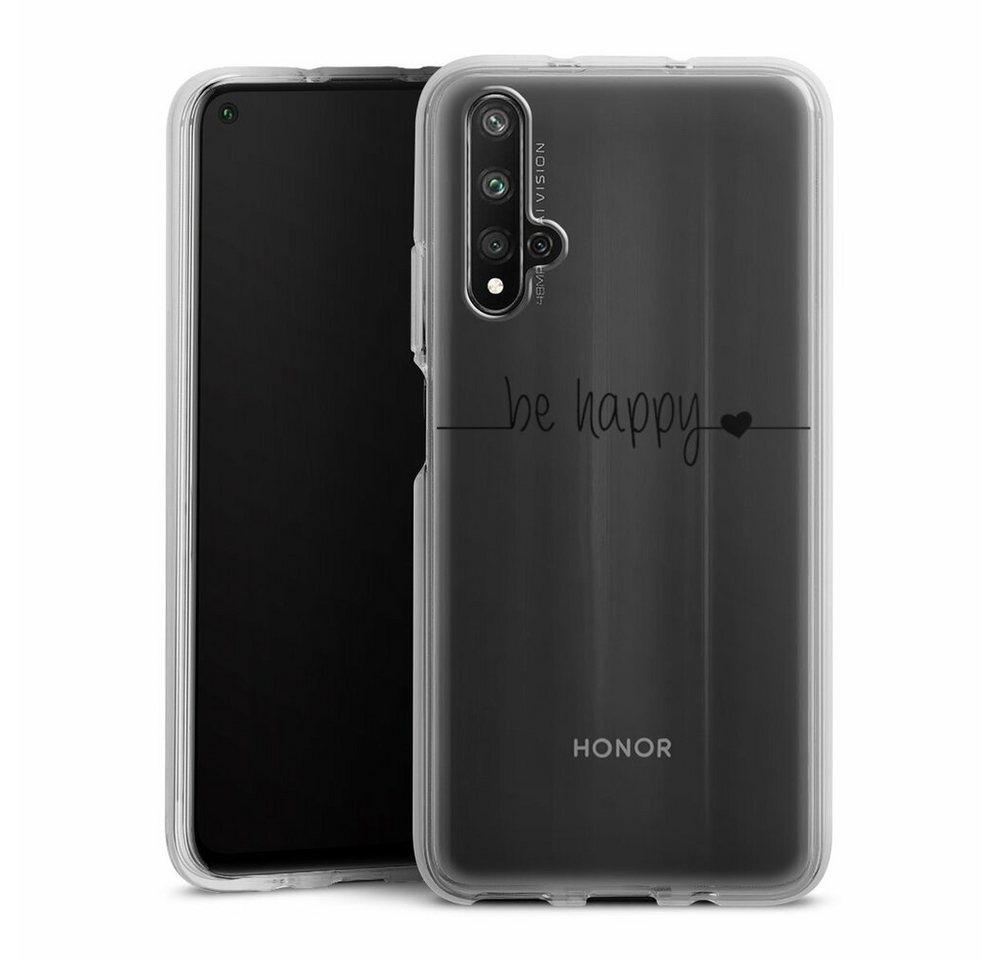 DeinDesign Handyhülle Statement Glück Motiv ohne Hintergrund be happy transparent, Huawei Nova 5T Silikon Hülle Bumper Case Handy Schutzhülle von DeinDesign