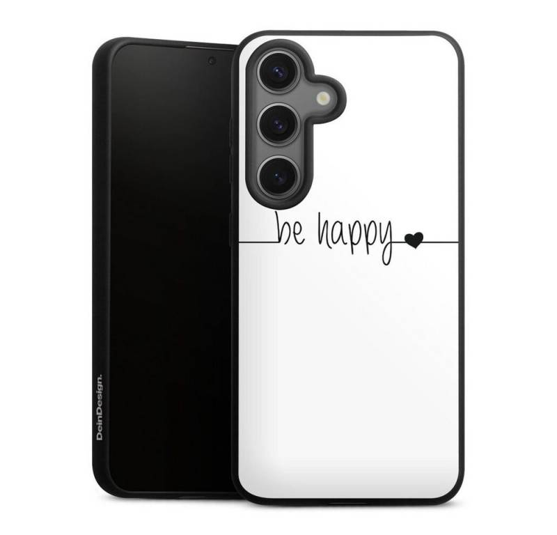 DeinDesign Handyhülle Statement Sprüche Glück Be Happy weisser Hintergrund, Samsung Galaxy S25 Organic Case Bio Hülle Nachhaltige Handyhülle von DeinDesign