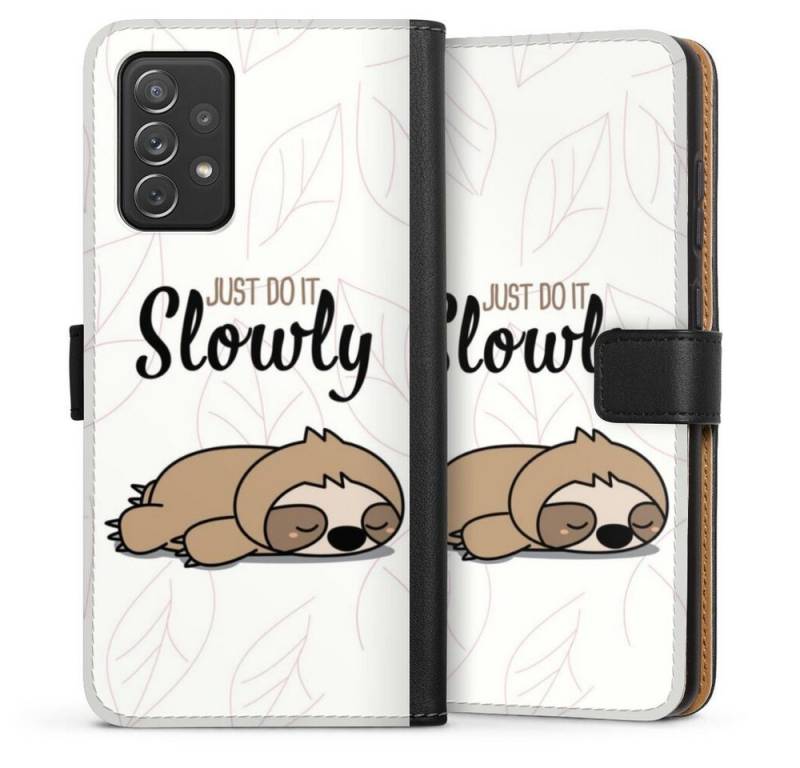 DeinDesign Handyhülle Tiere Faultier lazy sunday Just Do It Slowly Sloth, Samsung Galaxy A72 Hülle Handy Flip Case Wallet Cover von DeinDesign