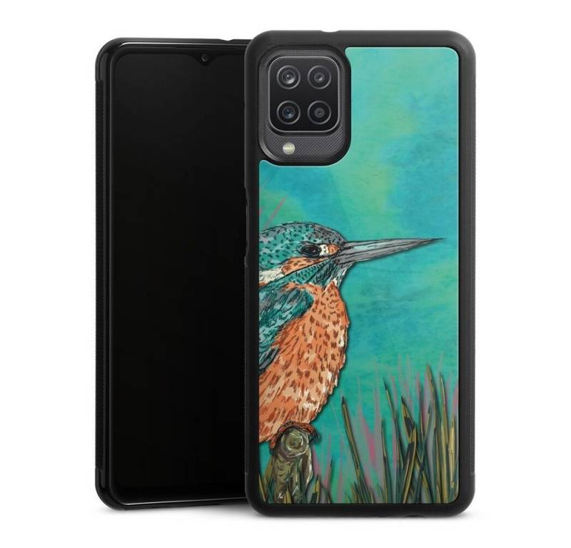 DeinDesign Handyhülle Tiere Vogel Malerei Kingfisher, Samsung Galaxy A12 Gallery Case Glas Hülle von DeinDesign
