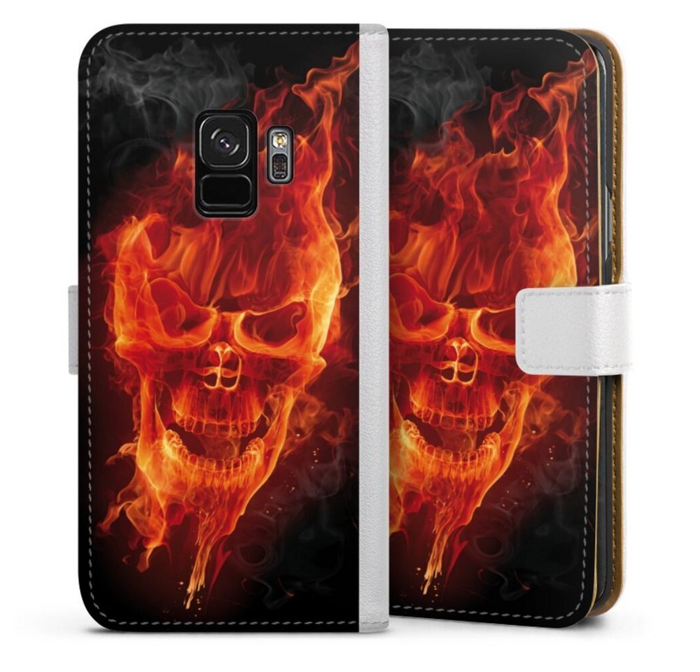 DeinDesign Handyhülle Totenkopf Feuer Schädel Burning Skull, Samsung Galaxy S9 Duos Hülle Handy Flip Case Wallet Cover von DeinDesign