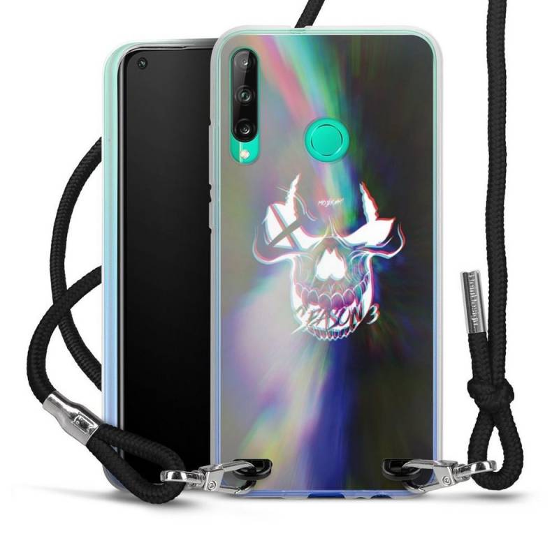 DeinDesign Handyhülle Totenkopf Moji Youtube Glitch Skull, Huawei P40 Lite E Handykette Hülle mit Band Case zum Umhängen von DeinDesign