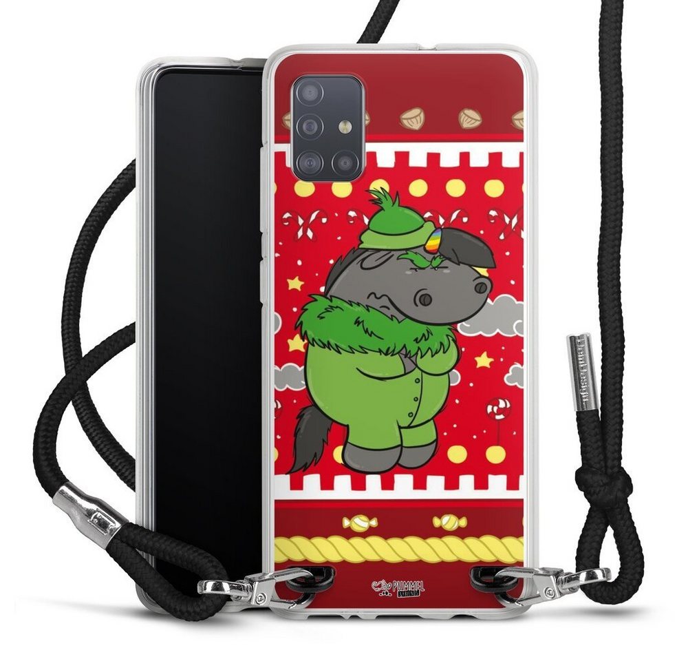 DeinDesign Handyhülle Ugly Christmas Grummel Rot, Samsung Galaxy A51 Handykette Hülle mit Band Case zum Umhängen von DeinDesign