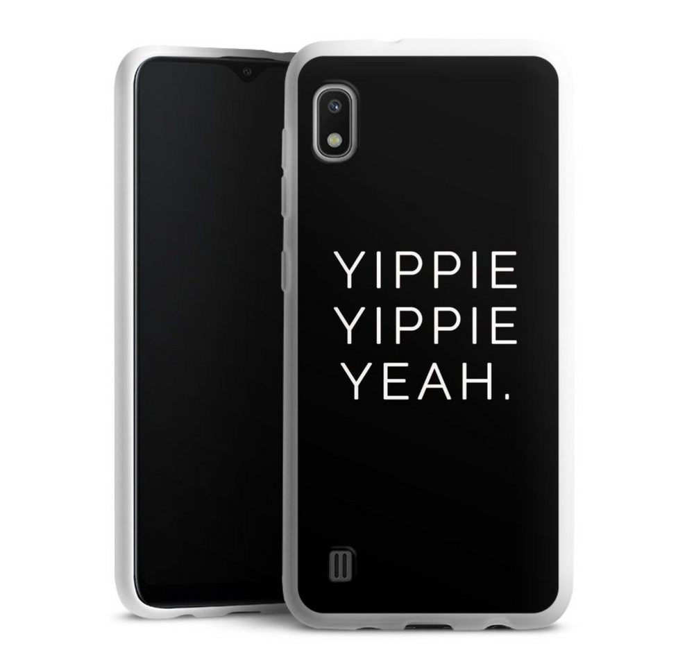 DeinDesign Handyhülle Yippie Yippie Yeah Black, Samsung Galaxy A10 Silikon Hülle Bumper Case Handy Schutzhülle von DeinDesign