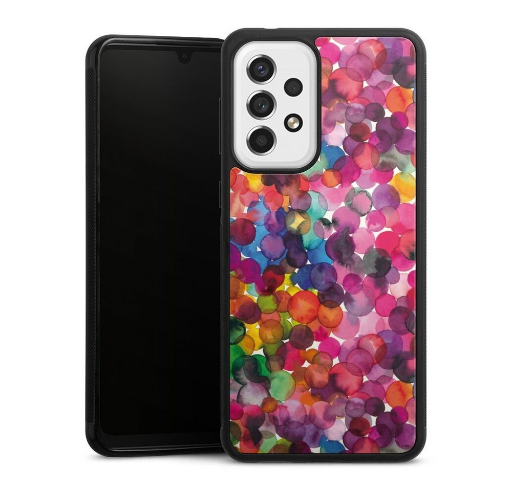 DeinDesign Handyhülle bunt Punkte Wasserfarbe Overlapped Watercolor Dots, Samsung Galaxy A33 5G Gallery Case Glas Hülle von DeinDesign