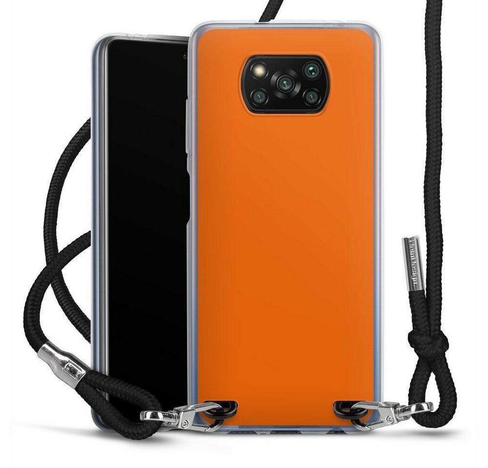 DeinDesign Handyhülle einfarbig orange Farbe Mandarine, Xiaomi Poco X3 Pro Handykette Hülle mit Band Case zum Umhängen von DeinDesign