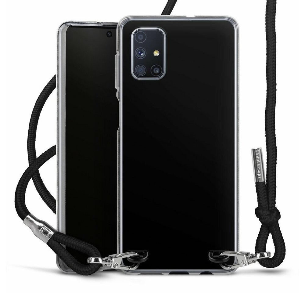 DeinDesign Handyhülle einfarbig schwarz Farbe Schwarz, Samsung Galaxy M51 Handykette Hülle mit Band Case zum Umhängen von DeinDesign