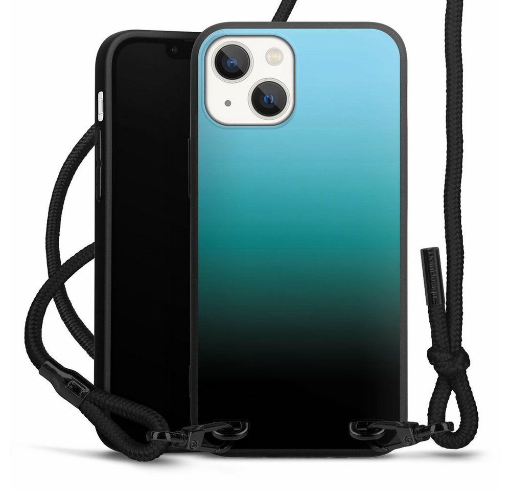 DeinDesign Handyhülle zweifarbig Farbverlauf schwarz Modern Darkness, Apple iPhone 13 Mini Premium Handykette Hülle mit Band Cover mit Kette von DeinDesign