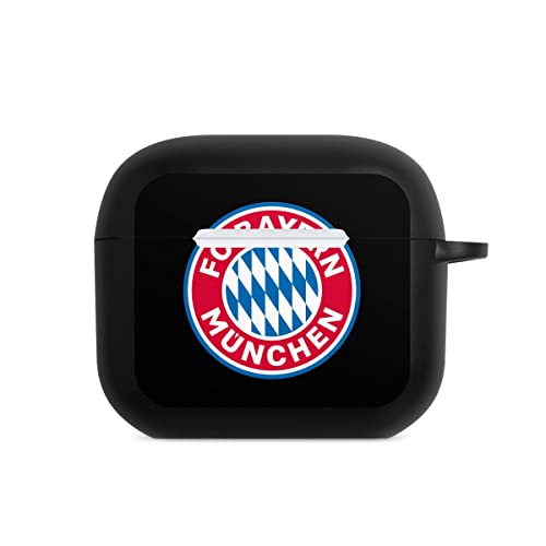 DeinDesign Hülle mit Karabiner kompatibel mit Apple AirPods (3.Generation) Case schwarz Schutzhülle mit Schlüsselanhänger FC Bayern München Fußball Offizielles Lizenzprodukt von DeinDesign