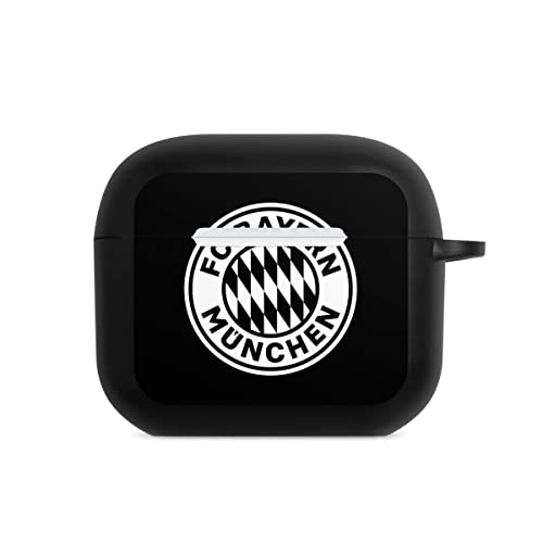 DeinDesign Hülle mit Karabiner kompatibel mit Apple AirPods (3.Generation) Case schwarz Schutzhülle mit Schlüsselanhänger Offizielles Lizenzprodukt FCB FC Bayern München von DeinDesign