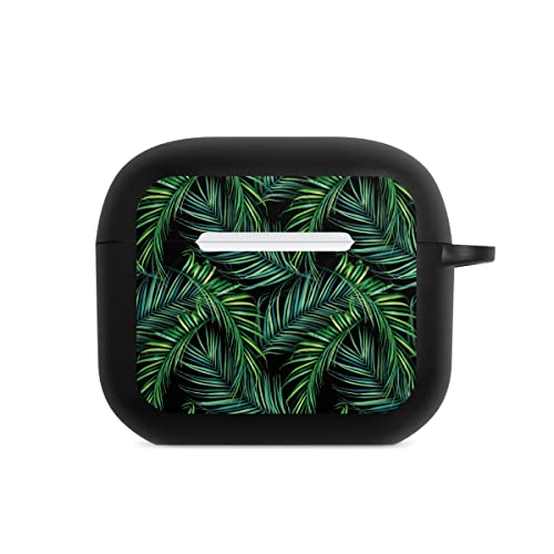 DeinDesign Hülle mit Karabiner kompatibel mit Apple AirPods (3.Generation) Case schwarz Schutzhülle mit Schlüsselanhänger Palme Blätter Dschungel von DeinDesign