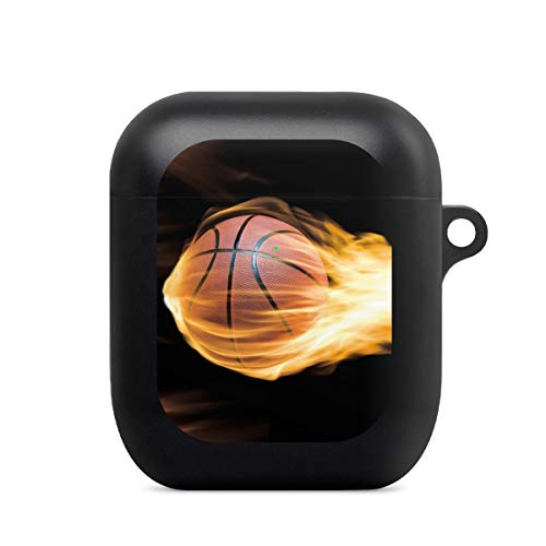 DeinDesign Hülle mit Karabiner kompatibel mit Apple AirPods Case schwarz Schutzhülle mit Schlüsselanhänger Basketball Feuer Sport von DeinDesign