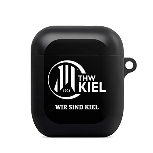 DeinDesign Hülle mit Karabiner kompatibel mit Apple AirPods Case schwarz Schutzhülle mit Schlüsselanhänger Handball THW Kiel Fanartikel von DeinDesign