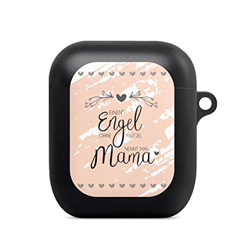 DeinDesign Hülle mit Karabiner kompatibel mit Apple AirPods Case schwarz Schutzhülle mit Schlüsselanhänger Muttertag Mama Spruch von DeinDesign