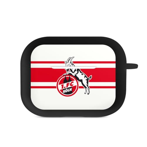 DeinDesign Hülle mit Karabiner kompatibel mit Apple AirPods Pro 1. Generation Case schwarz Schutzhülle mit Schlüsselanhänger EffZeh Offizielles Lizenzprodukt 1. FC Köln von DeinDesign